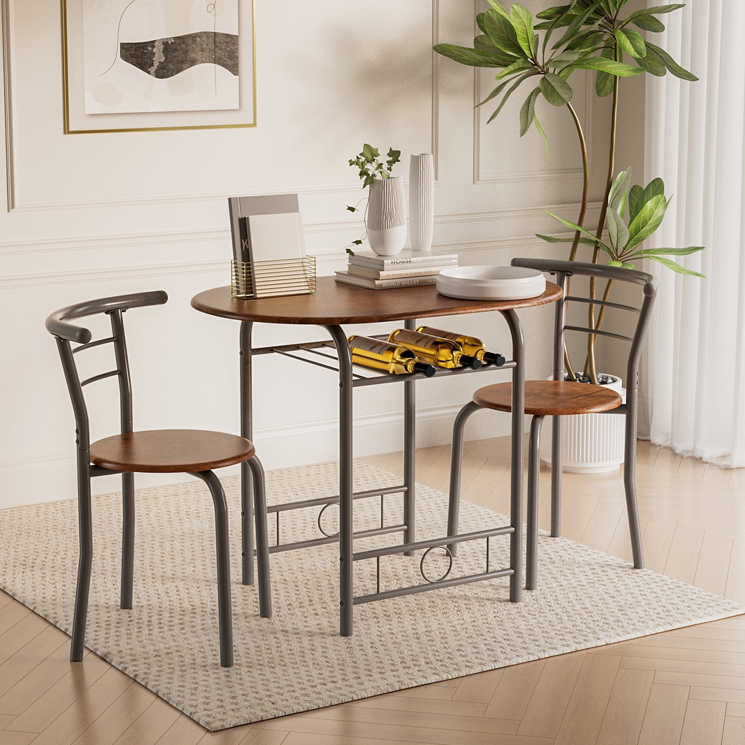 Furmax 3 Piece Wood and Metal Space Dinette Set, Compact Size for Apartment, Dining Room, Kitchen, Black - Walmart.com Furmax 3 Piece Wood and Metal Space Dinette Set, Compact Size for Apartment, Dining Room, Kitchen, Black - Walmart.com