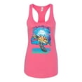 thumbnail image 2 of Swimming Sea Turtle Animal Lover Ladies Racerback Tank Top, Hot Pink, Small, 2 of 3