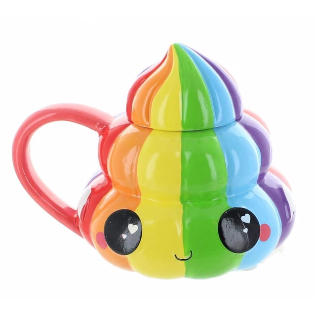 Taza de café Seven20 Rainbow Emoji, 600 ml, cerámica, con tapa