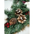 thumbnail image 6 of Thread and Berry Artificial Farmhouse Christmas Wreath, 18 inch, with Cotton Bolls, Pine Cones, and Navy-Red Ribbons, 6 of 6