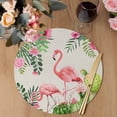 thumbnail image 3 of Summer Flamingos Round 13 Inch Placemats Set of 4, Tropical Pink Botanical Flowers Cactus HeatResistant Non Slip Place Mats for Dining Table, Wipeable Braided Kitchen Table Mats for Housewarming, 3 of 9