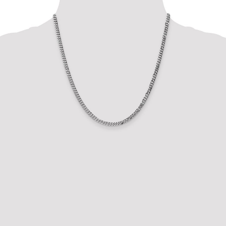 Solid Curb Chain Necklace 14K White Gold 20