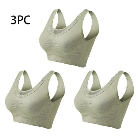 Iyufng Sports Bras for Women Plus Size Push Up Wirefree Bra 3PC Sexy Seamless Steel Ring High Elasticity Enlarged Version Thin Tank Top Large-Sized Bra with Chest Pad Fixed Summer Savings Clearance