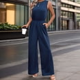 thumbnail image 2 of Summer Fashion Plus Size Jumpsuits for Women Petite Solid Color Sleeveless High Waist Slightly Elastic Jumpsuit, 2 of 7