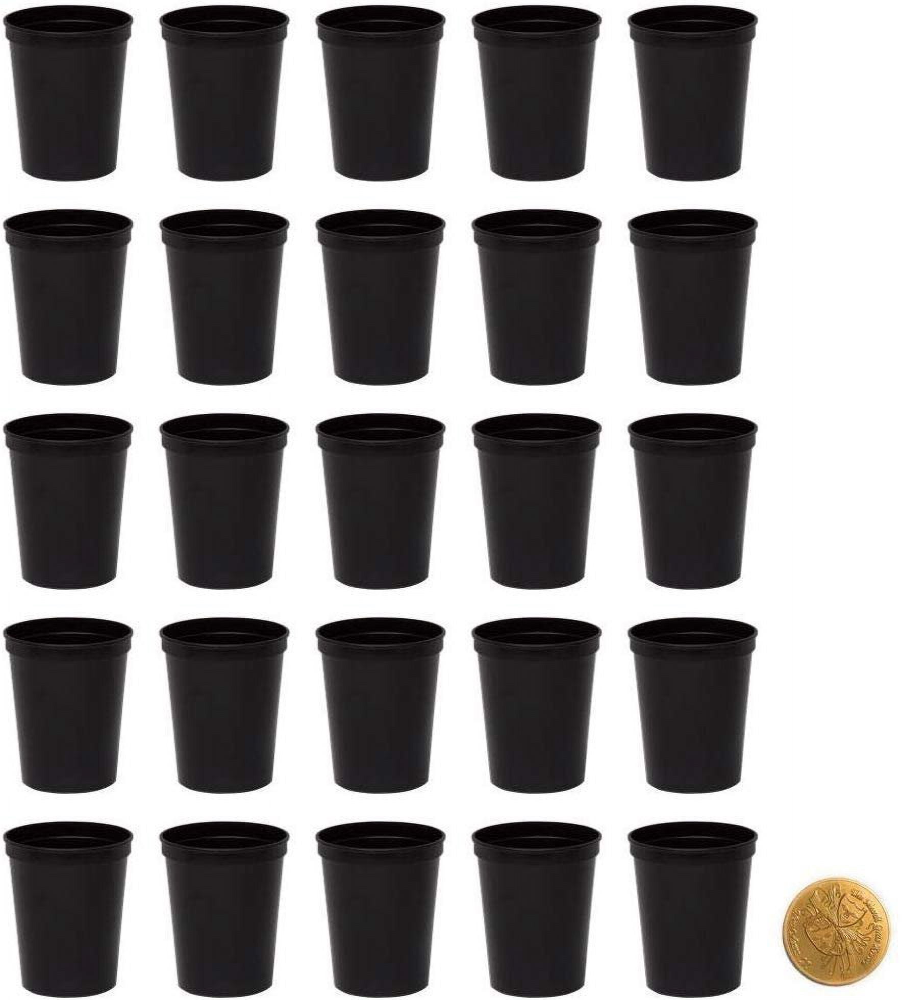 Black Stadium Cups, Pack of 25, Blank 16 oz Plastic Cups