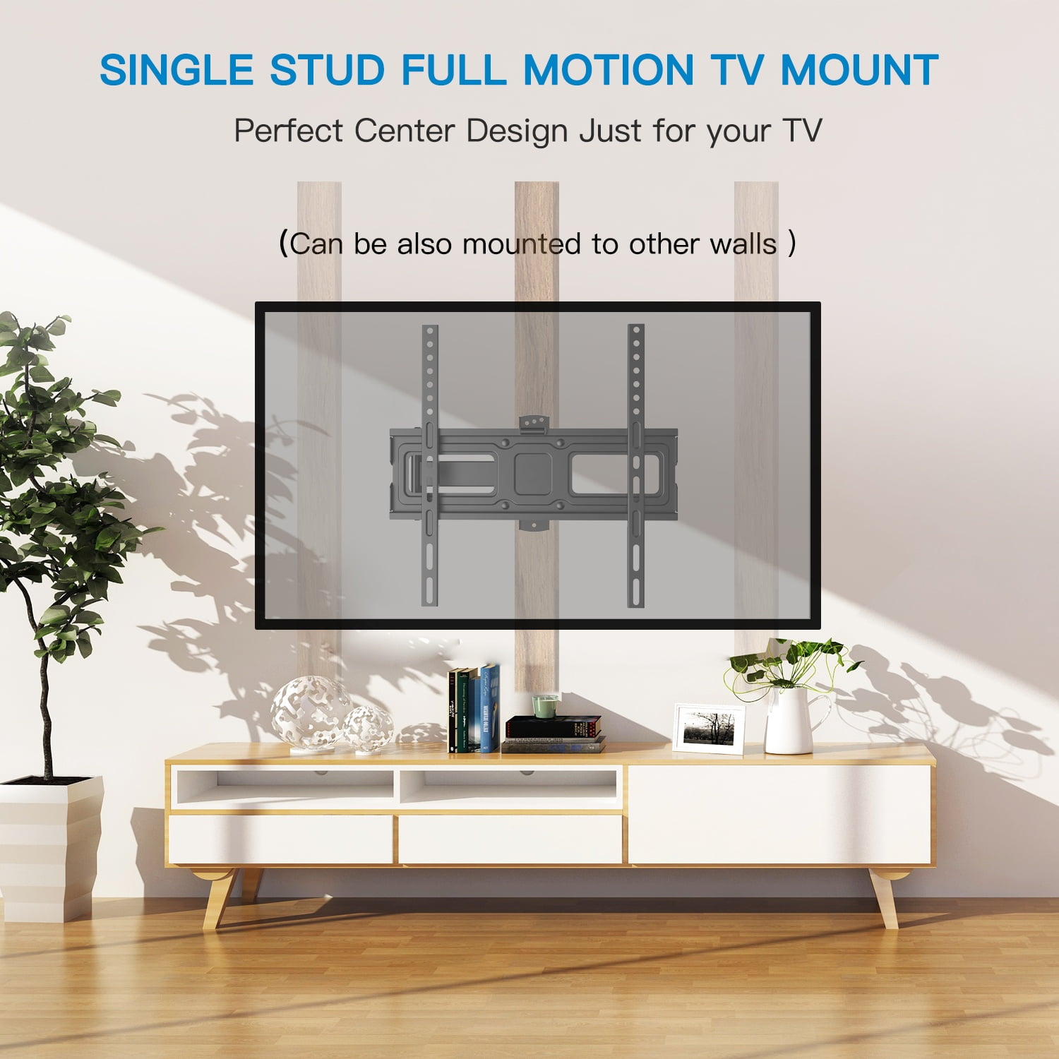 MountFTV Full Motion  Long Arm TV Wall Mount for 26-65 inch TVs,  with 19.17 inch Extension,Holds up to 88 lbs,Corner Articulating TV Mount Bracket,Max 400x400mm