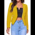 thumbnail image 3 of Blazer Corto para Mujer, Chaqueta Informal/de Trabajo de Larga con Abertura Frontal y Bolsillos Amarillo XL, 3 of 8