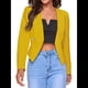 thumbnail image 3 of Blazer Corto para Mujer, Chaqueta Informal/de Trabajo de Larga con Abertura Frontal y Bolsillos Amarillo L, 3 of 8
