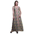 thumbnail image 1 of Bimba Robe Longue Sans Manches à Fleurs pour Femmes, Col en V, Fendue devant, TG, 1 of 5