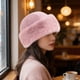 thumbnail image 5 of Gorro ruso para mujer, estilo pescador, de felpa, para invierno, para moto y nieve. Rosa, 5 of 6