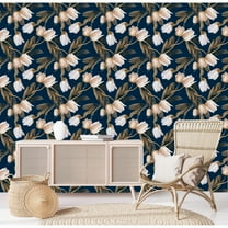 MuralsPrint Bravissimo Navy Blue Tulips Peel and Stick Wallpaper - 24'' inch x 10'ft