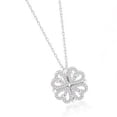 thumbnail image 1 of Four Leaf Clover Necklace Silver Open Convertible Small Heart Pendant Necklace Jewelry, 1 of 8