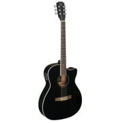 JN Guitars Thin Body Acoustic-Electric Auditorium Guitar - Black - BES-ACE BK
