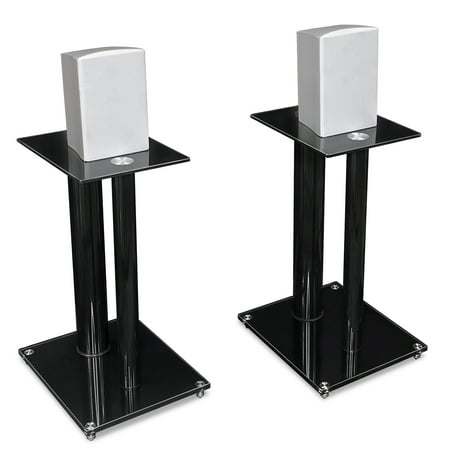 UPC: 0859868005159 | Mount-It! Premium Aluminum Glass Speaker Stands | Set of Two | Black