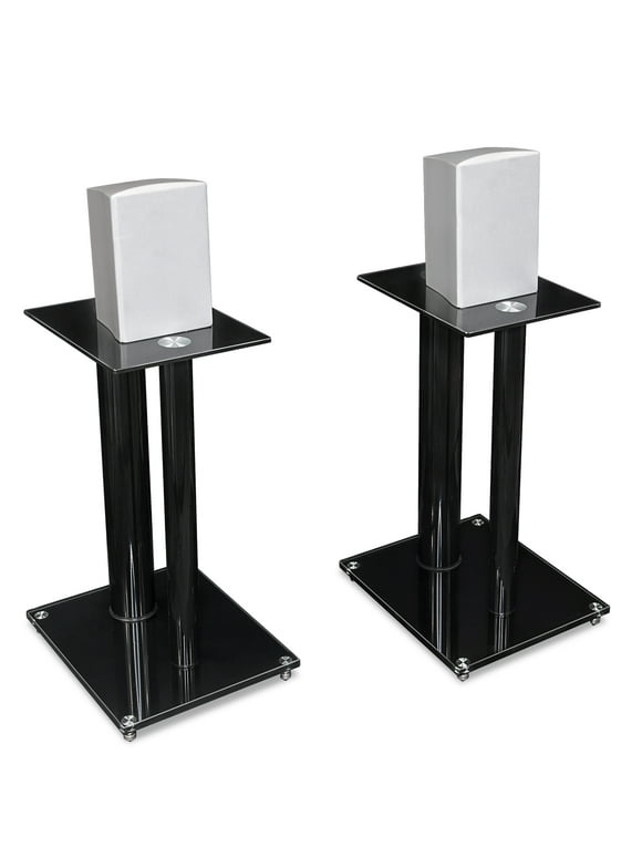 Mount-It! Premium Aluminum Glass Speaker Stands | Set of Two | Black