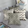 thumbnail image 5 of Throw Pillow Covers Home Decor Set of 4 Gray Floral Vintage Leaf Retro Geometric Pillow Cases Decorative 18 x 18 Inches Outdoor Cushion Couch Sofa Pillowcases, 5 of 6