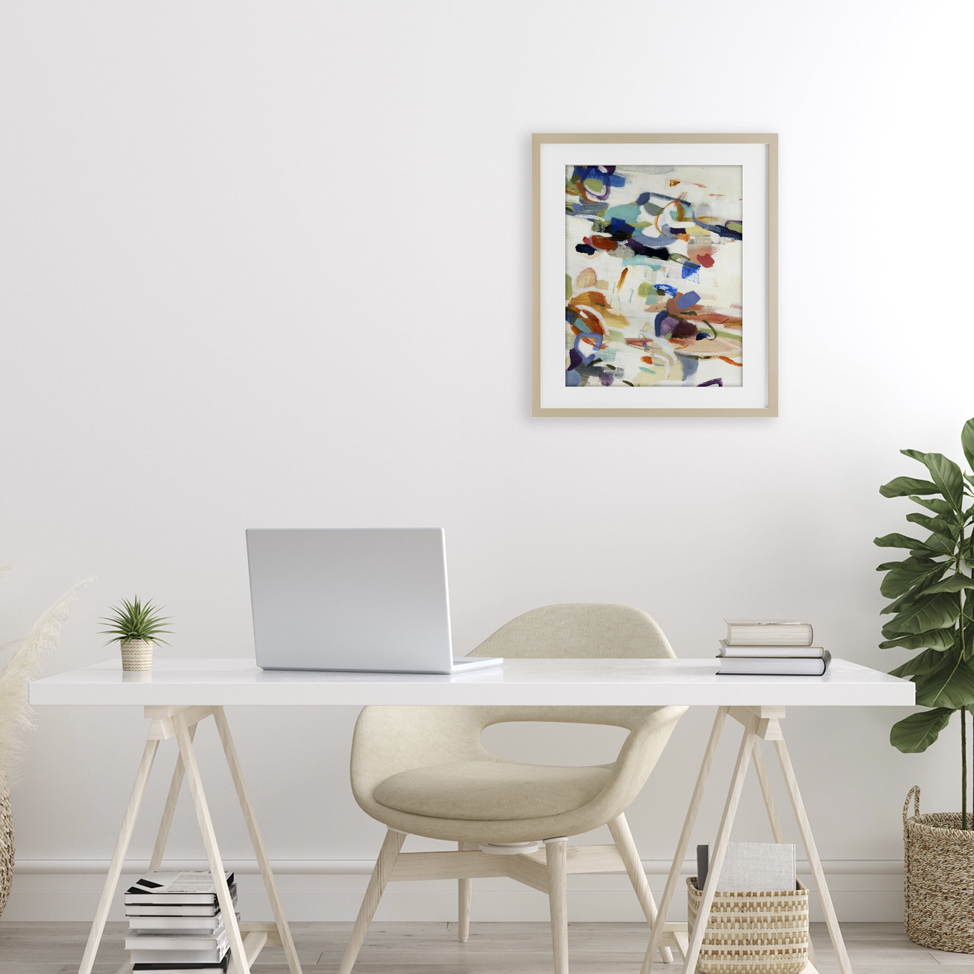 Stupell Industries Flowing Stippled Brushstrokes Birch Framed Print Under Glass, design by Lisa Ridgers