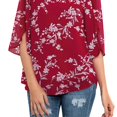 thumbnail image 3 of Top casual de gasa de media manga,Top de cuello redondo para mujer Camiseta casual de gasa Camiseta de gasa para mujer Características mejoradas, 3 of 5