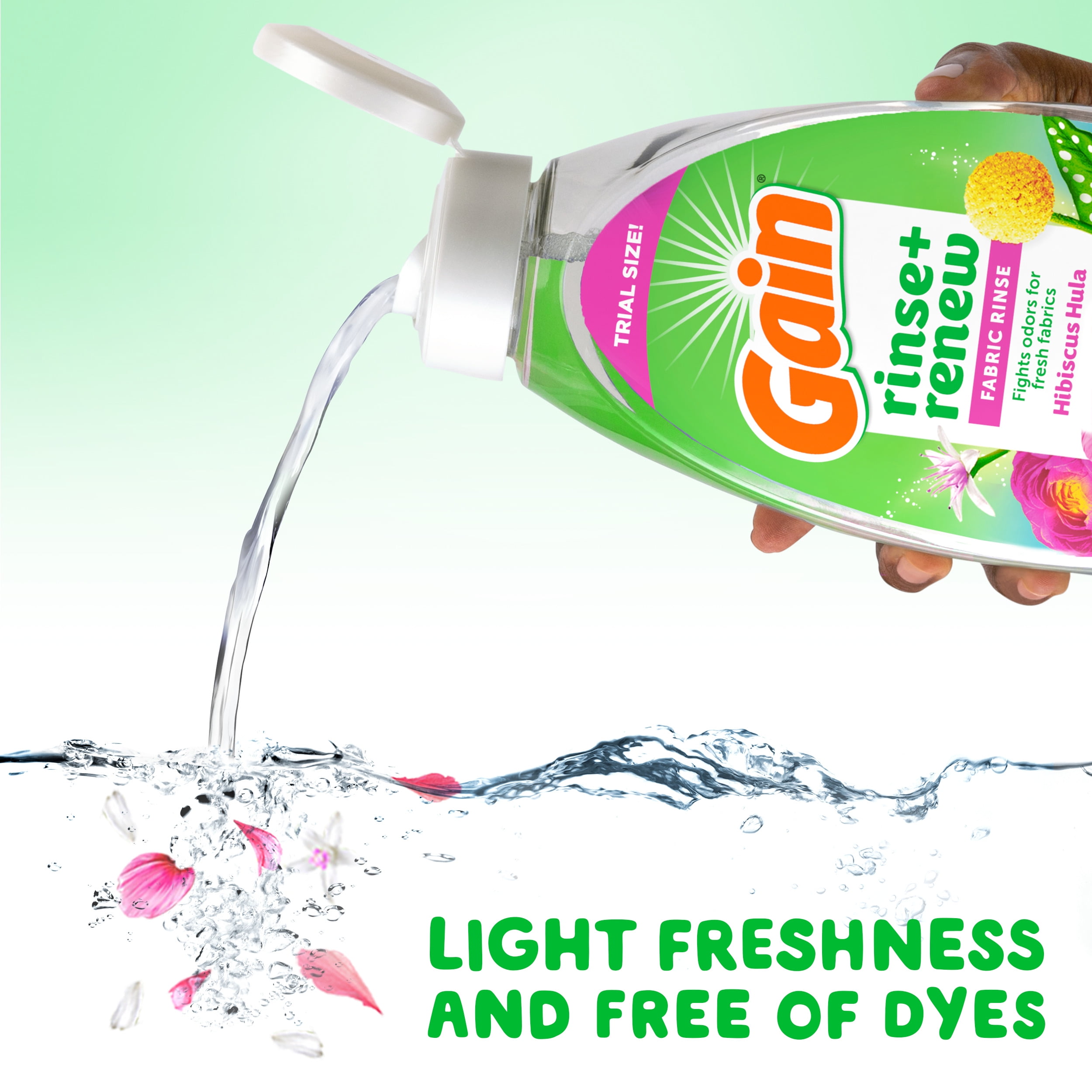 (8 pack) Gain Rinse Out Odor Fabric Softener Rinse, Odor Fighter, Hibiscus Hula Scent, 16 fl oz
