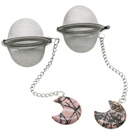 

Hloma Tea Filter Fine Mesh Extension Chain Moon Shaped Faux Crystal Stone 304 Stainless Steel Hot Pot Spices Tea Strainer Ball for Kitchen