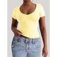 thumbnail image 6 of Womens Short Sleeve Deep V Neck Tops Shirts Fitted Cotton Summer Tshirt Tee Yellow L, 6 of 9