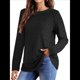 thumbnail image 2 of Camisas de Larga para Mujer, Blusas Holgadas de Cuello Redondo, Elegantes, Informales, para Otoño e Invierno. Negro S, 2 of 5