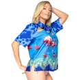 thumbnail image 3 of HAPPY BAY Women's Casual Beach Blouse Shirt Collared Blouses Button Down Short Sleeve Dress Tee Shirts Hawaiian Tops for Women XXL plus-size Pink Flamingo, Turquoise, 3 of 3