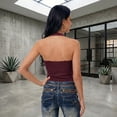 thumbnail image 5 of Women Open Back V Neck Grommet Y2k Top Studded Halter Top Sexy Going Out Tops M, 5 of 5