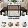 thumbnail image 6 of UHOMEPRO Dining Table Set for 4, Faux Marble Kitchen Table with 1 Table and 2 Black Velvet Cushion Benches, Dining Room Set for Small Spaces, 6 of 8