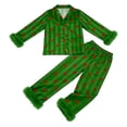 thumbnail image 3 of Xyant Girls Valentines Pajamas Satin Pajama Set Silk Pjs Long Sleeve Button Down Heart Sleepwear Loungewear Sets for Toddler Kids,Size 8 Years, 3 of 5