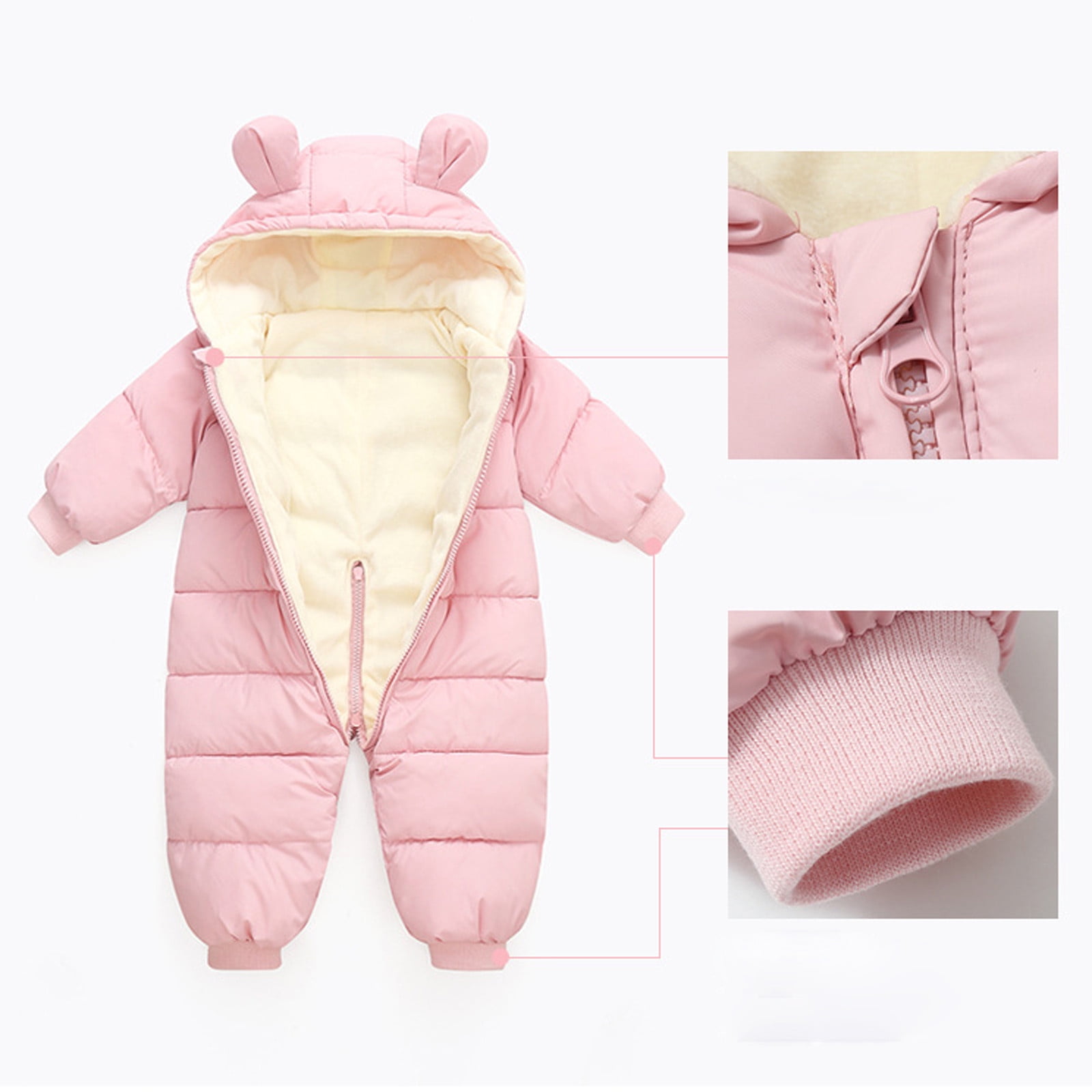 TAIAOJING Baby Girl Boy Snowsuit Warm Hooded Snowsuit Jumpsuit Down Coat Romper Padded Outwear Jacket Snow Wear Winter Clothes 0-3 Months