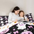 thumbnail image 4 of Homewish Girly Halloween Witch Ghost Queen Comforter Set,Pastel Pumpkin Print Comforter Sets Queen,Black Pink,Halloween Reversible,3pcs,1 Comforter and 2 Pillowcases, 4 of 7