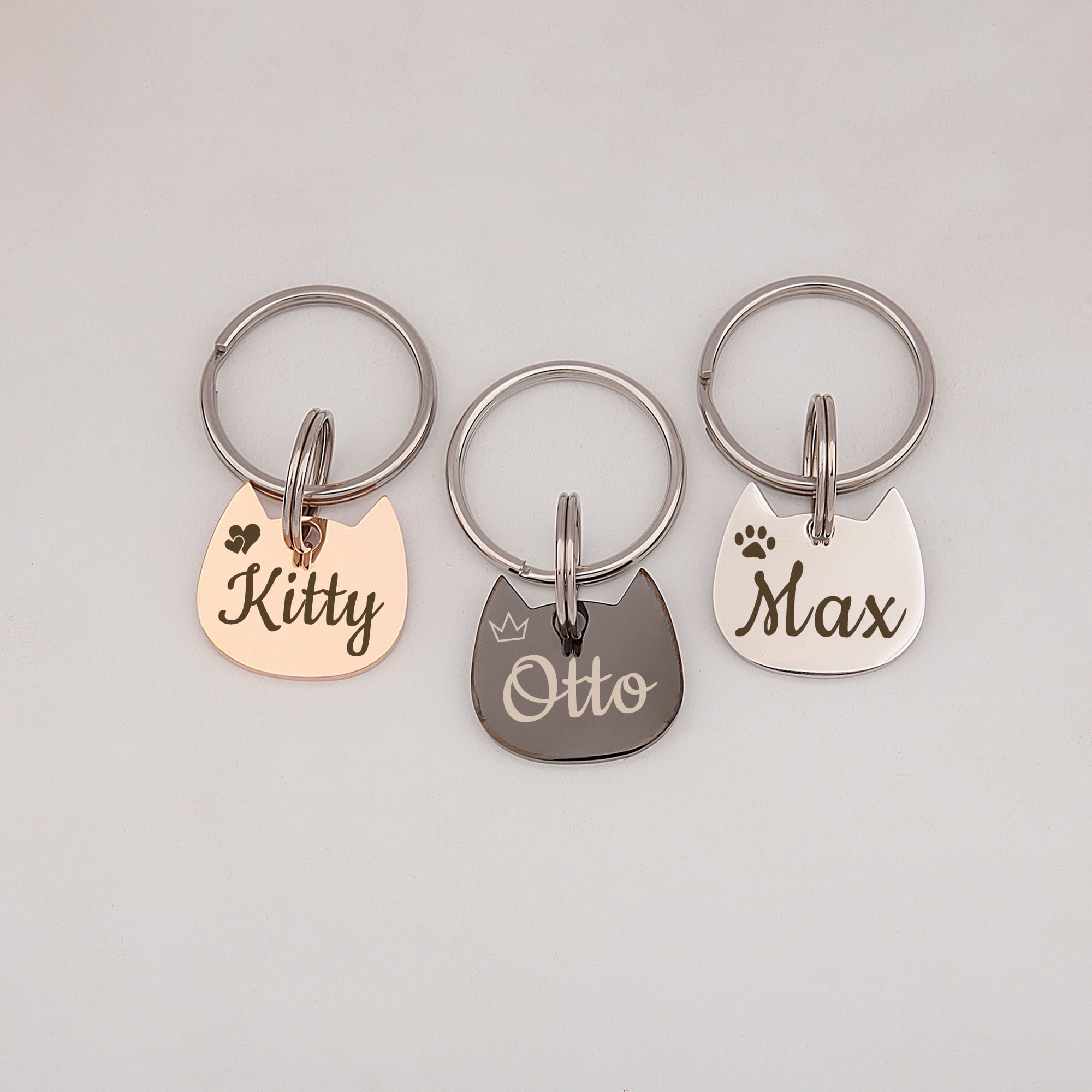 Cat Tag Personalized - Cat Id Tag - Pet Tags Cat - Cat Name Tag - Star and Moon Icon Pet Tag - Cute of Cat Tag Kitten Head Shape Tag