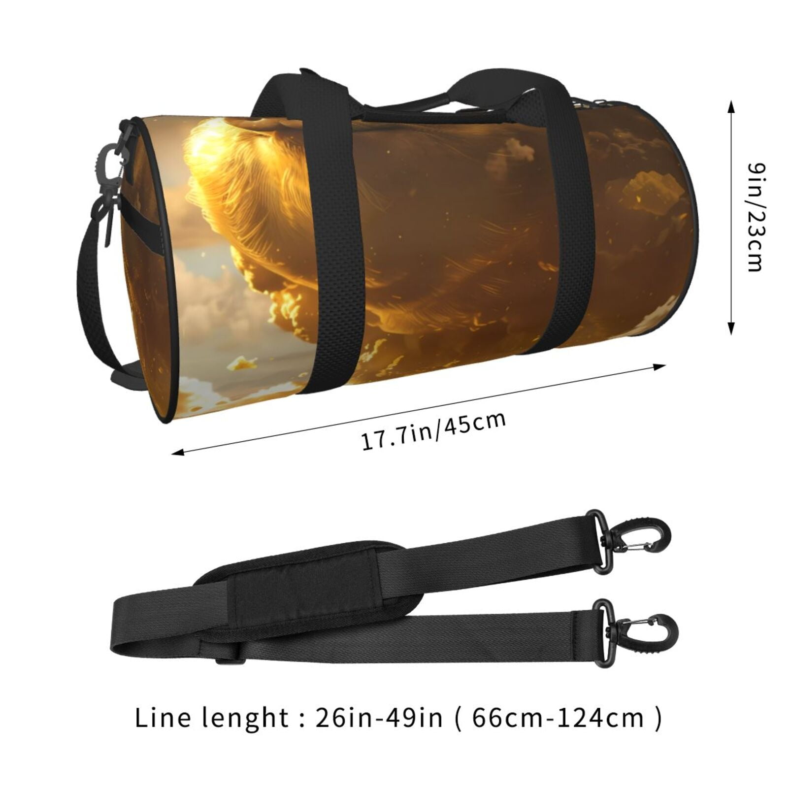 Vsdgher Golden Pig Cloud Fantasy 45L Foldable Duffel Bag, Sports Gym Bag,Overnight Bag, Portable Weekender Bag for Airplanes