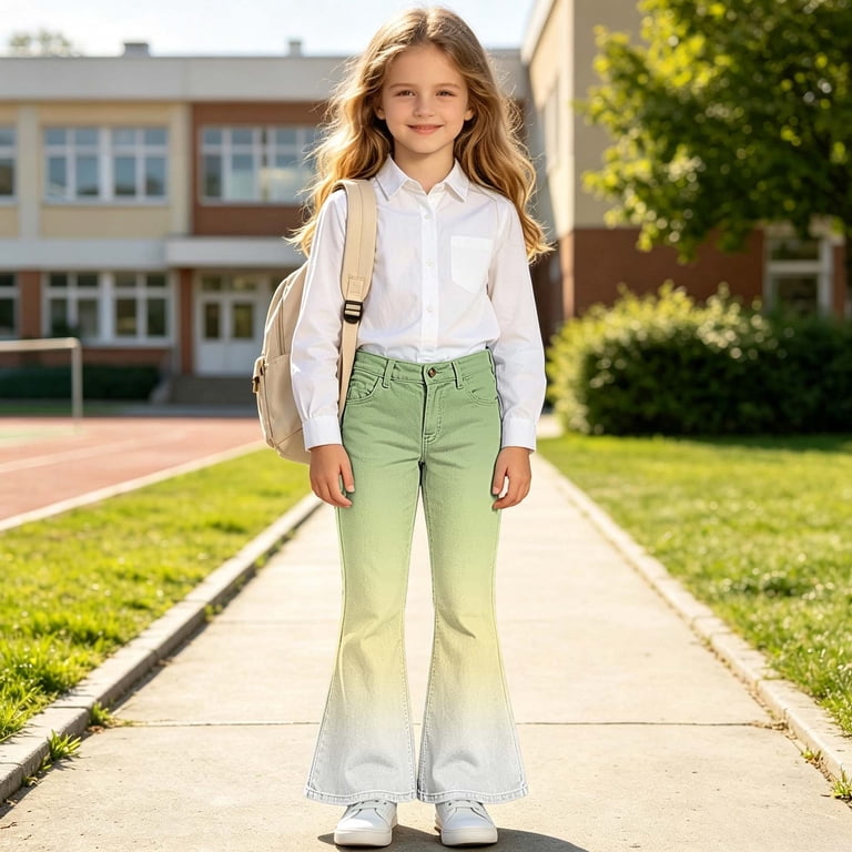 Cekizud Girl's Gradient Color Casual Flared Pants With Pockets ...