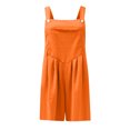 thumbnail image 2 of Ahabrexf Short for Women Casual Summer, Solid Color Shoulder Button Suspender Jumpsuit with Pockets, 2 of 4