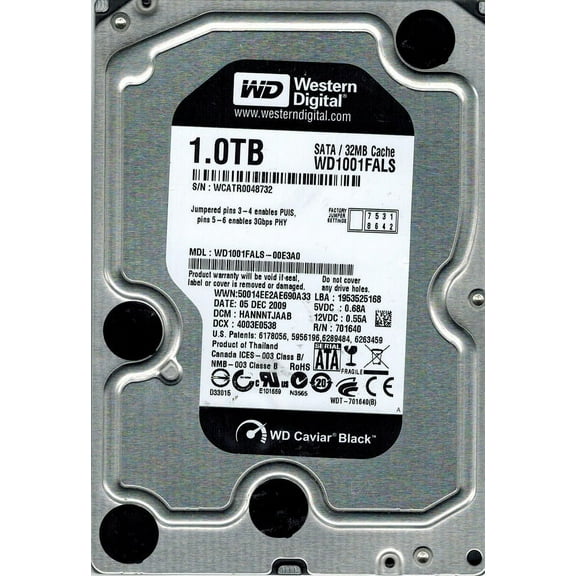 Western Digital WD1001FALS-00E3A0 1TB DCM: HANNNTJAAB