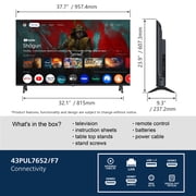 Philips 43 Class 4K Ultra HD (2160p) Google Smart LED TV (43PUL7652/F7) (New)