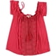 thumbnail image 2 of Ultra Flirt Blusa de punto crotchet para mujer, rosa, grande, 2 of 2