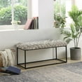 thumbnail image 2 of Joaquin Rectangular Bench Cream White Velvet  Upholstered Hand Woven, 2 of 7