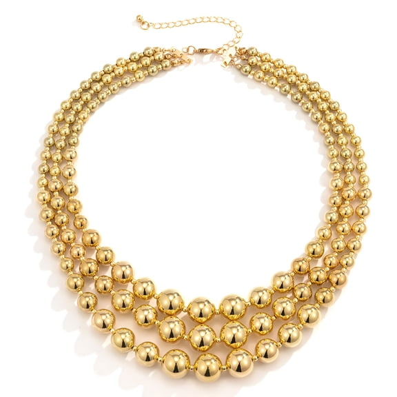 DESIGNICE Punk Layered Chunky Bead Ball Chain Collar Choker Necklace Set Hip Hop Bib Statement Necklace for Women Friend Stacking Wedding Jewelry Christmas Gift