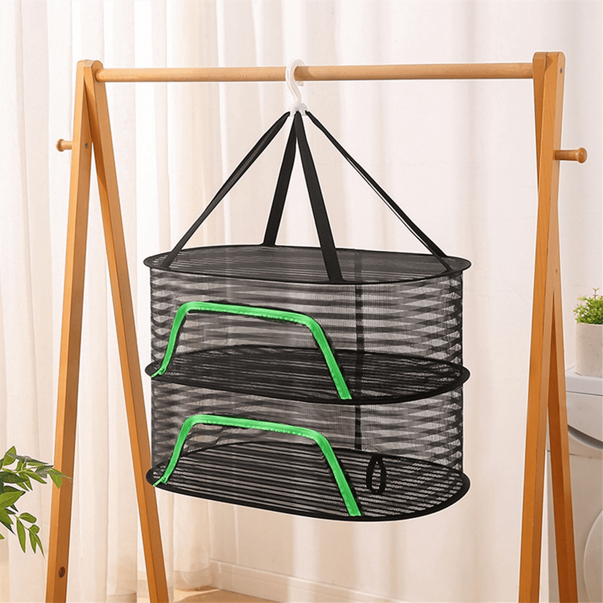 Herb Preservation Rack IPower 6-Layer Hanging Herb Drying Rack - 2ft  Foldable Mesh Net With Zippers For Plants & Herbs Seed Drying Rack