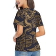 thumbnail image 3 of Women Short Sleeve V Neck Tops T-Shirts Summer Tees, Dragon Chinese Style Chinoiserie, 3 of 6