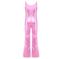 thumbnail image 4 of CHICTRY Kids Girls Shiny Bell-Bottomed Full Bodysuit Metallic Jazz Dance Unitard Sleeveless Gymnastics Jumpsuit Pink 4, 4 of 7