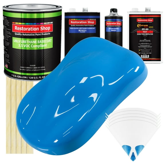 GRABBER BLUE Low Voc Urethane Basecoat/Clearcoat Car Auto Paint Complete FAST Gallon Kit - Restoration Shop
