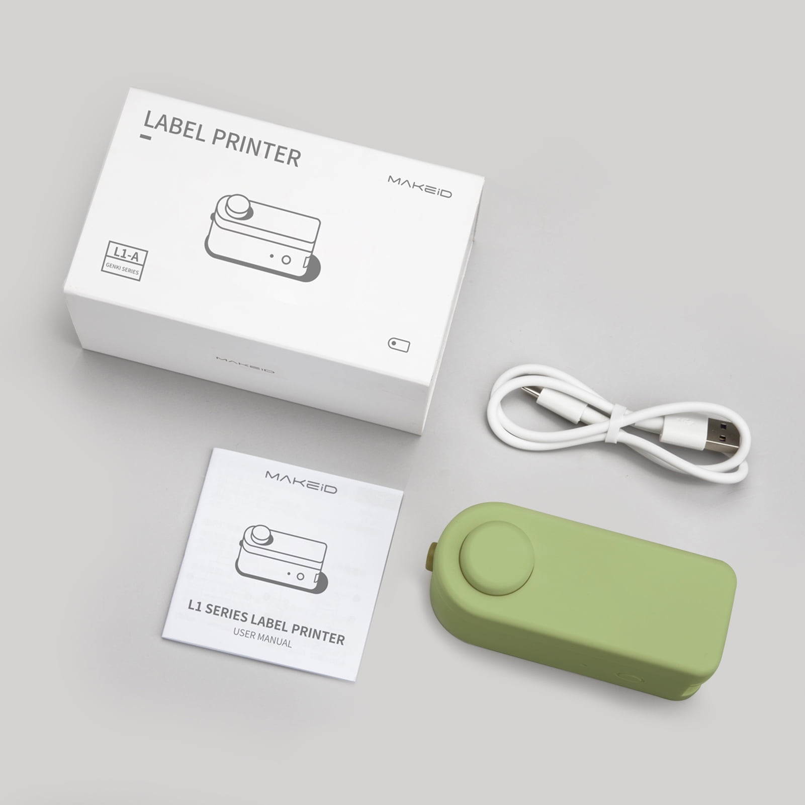MAKEID Portable Mini Pocket Printer Thermal Label Printing Machine Wireless BT Connection with 1 Roll Label Paper Tape Inkless Printing DIY Sticker ...