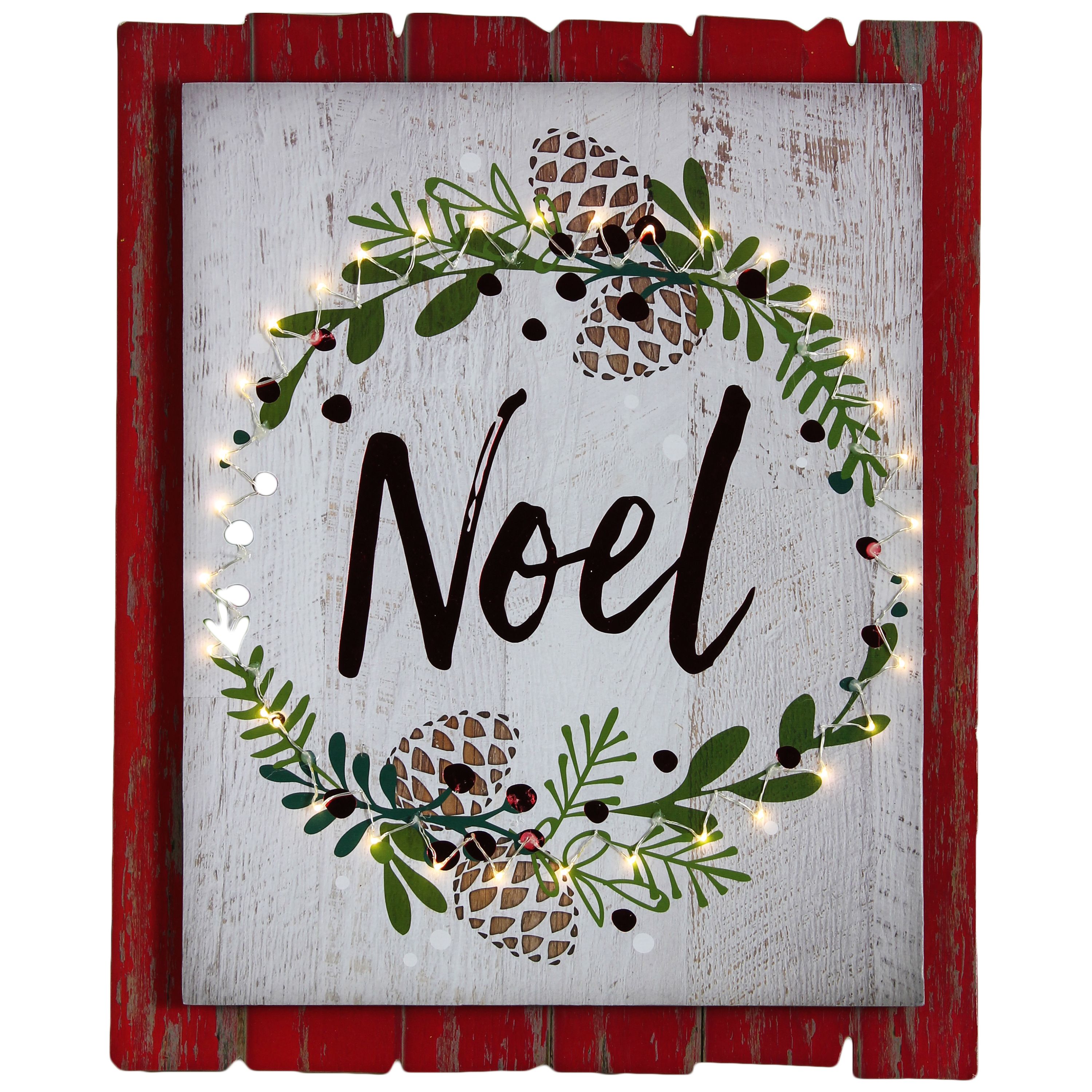 HOLIDAY TIME NOEL LIGHTED SIGN, BATTERY OP, 11 X 14 INCH