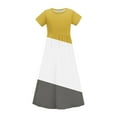 thumbnail image 4 of Tween Girls Elegant Dresses Kids Summer Solid Ruffle Sleeve Dress Toddler Kids Girls Cute Color Block Print Short Sleeve Stretchy Pocket Dress A Line Long Dress ,4 Years,Yellow, 4 of 9