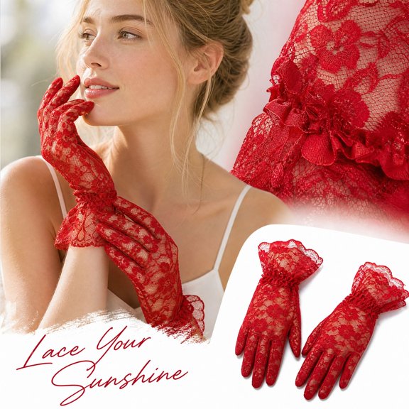 Women Lace Gloves Wedding Tea Party Elegant Short Novelty Floral Bridal Gloves for Wedding Opera Party