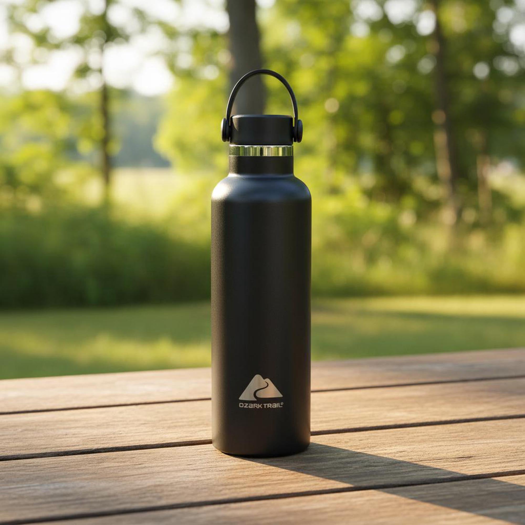 Ozark Trail 24 oz Stainless Steel Insulated Loop Carry Water Bottle, Black